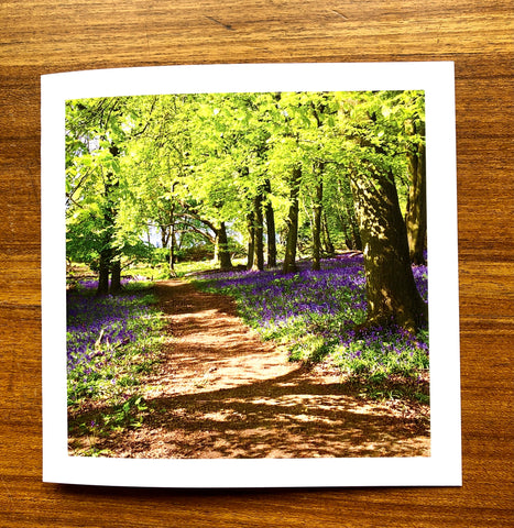 'A walk in the bluebell woods' card